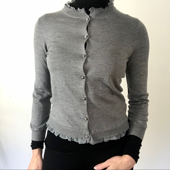 J.CREW Merino wool ruffle cardigan J.CREW Merino wool ruffle cardigan